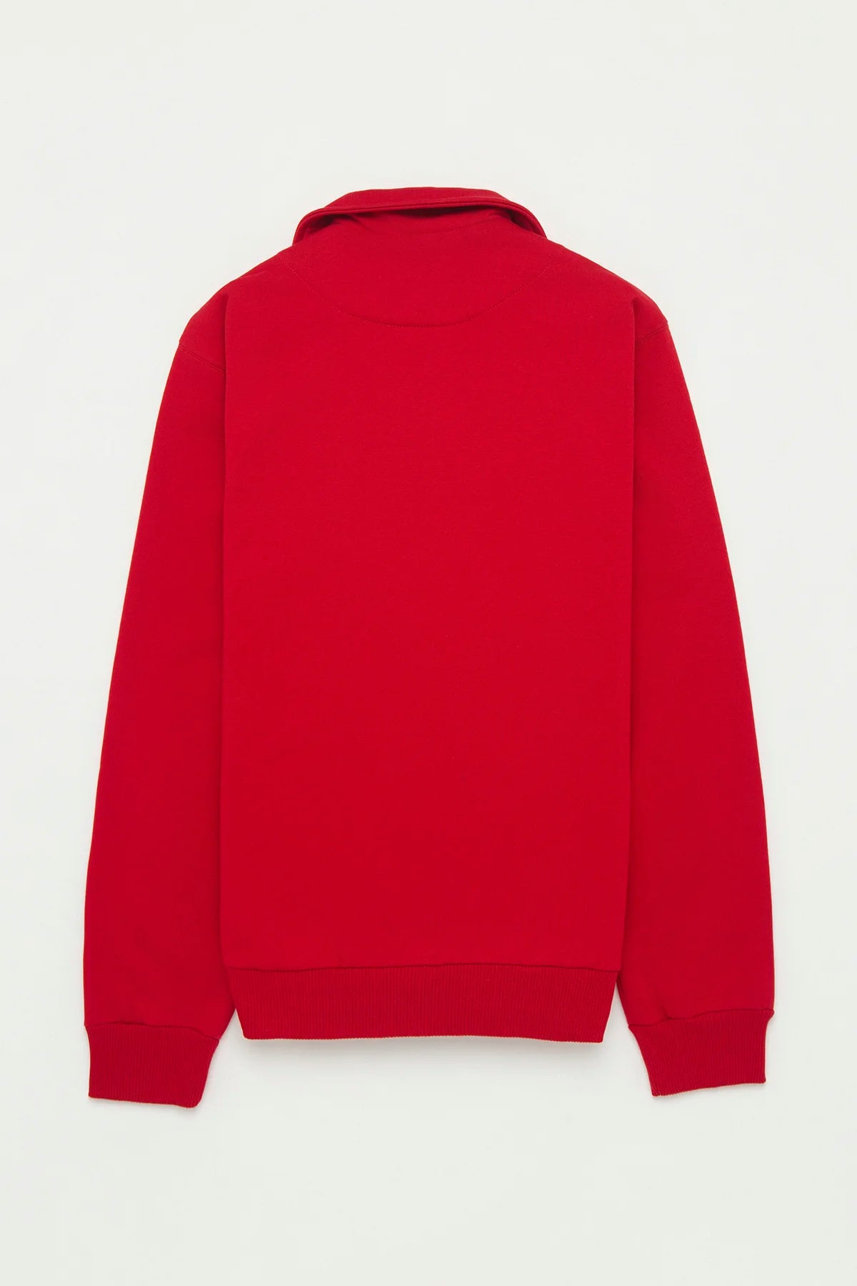 Buzo Perchado Half Zip Algodón Rojo